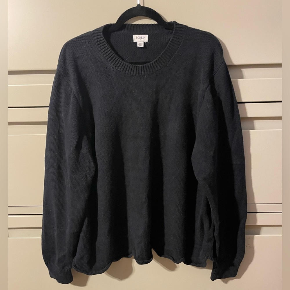 EUC J Crew Black Scalloped Hem Sweater Size 3X